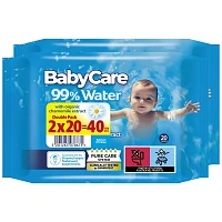 Babycare 99% Water Μωρομάντηλα Double Pack 2x20τεμ