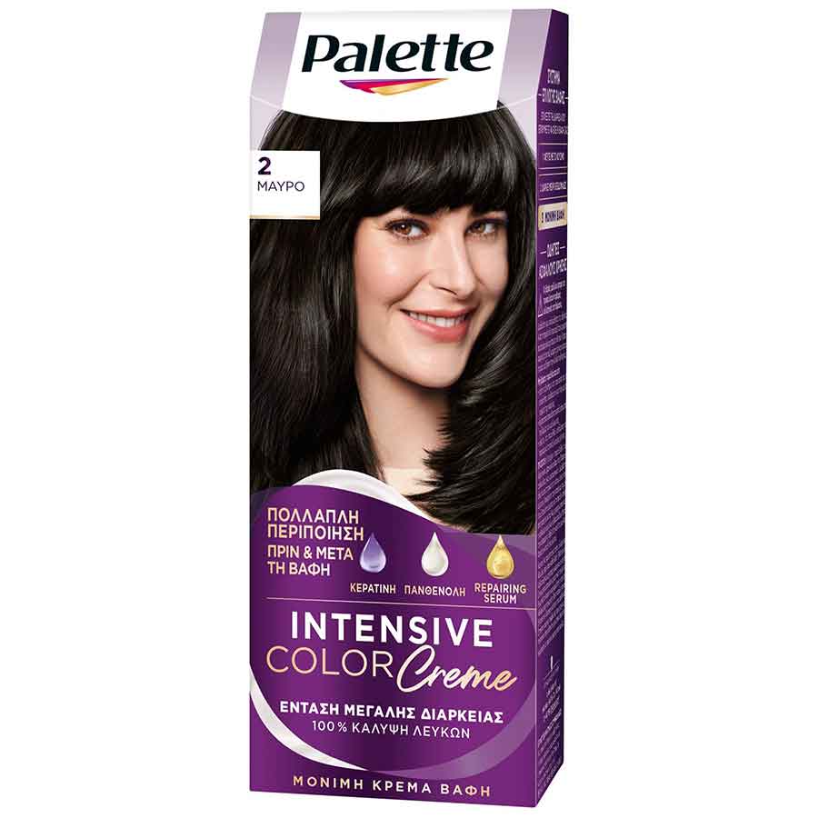 Schwarzkopf Palette Intensive Color Creme Βαφή Μαλλιών No2 Μαύρο