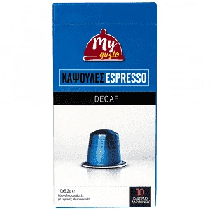 My Gusto Κάψουλες Espresso Decaf 10τεμ 52gr