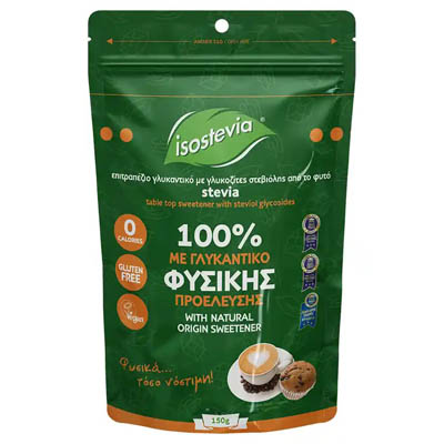 Isostevia Γλυκαντικό Με Στέβια 150γρ.Doypack Χωρίς Γλουτένη