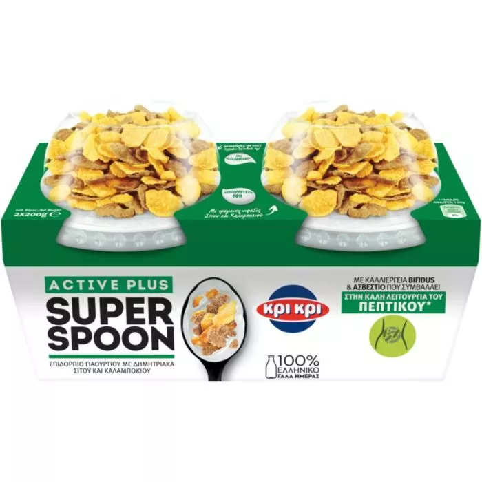 ΚΡΙ ΚΡΙ SUPER SPOON PLAIN ACTIVE PLUS ΜΕ ΔΗΜΗΤΡΙΑΚΑ ΕΠΙΔΟΡΠΙΟ ΓΙΑΟΥΡΤΙΟΥ  2X200g