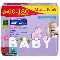 Septona Μωρομάντηλα Calm N' Care Αλόη Multi Pack 3x60τεμ