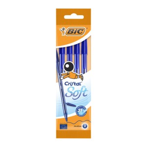 Bic Cristal Soft Στυλό Διαρκείας Μεσαία Μύτη (1.2 mm) - Μπλε 4 Τεμάχια