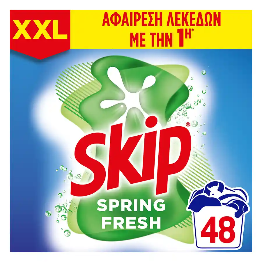 Skip Απορρυπαντικό Πλυντηρίου Ρούχων Σκόνη Spring Fresh 48mez. 3,12kg.