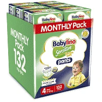 Babylino Πάνες Monthly Pack Sensitive Cotton Soft Pants Maxi N4 7-13kg 132τεμ