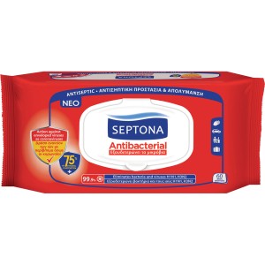 Septona Υγρομάντηλα Αντιβακτηριακά 75% Οινόπνευμα 60 Τεμάχια