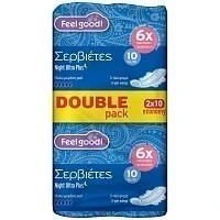 Feel Good! Σερβιέτες Ultra Plus Night Double Pack 20 τεμ