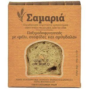 Σαμαριά Παξιμαδοφρυγανιά Σταφίδες - Μέλι - Αμύγδαλο 180gr