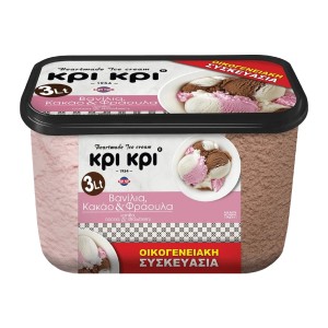 Κρι Κρι Heartmade Παγωτό Βανίλια Κακάο Φράουλα 1500 gr 3 lt