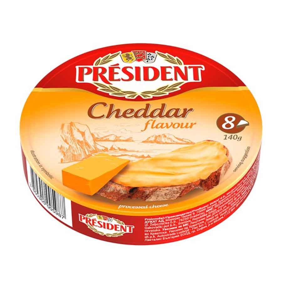 President Τυράκια Τηγμένα Cheddar 8τεμ. 140γρ.