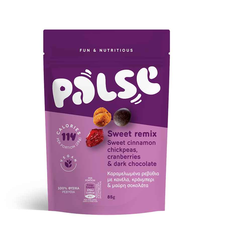 Palse Sweet Remix Ρεβύθια Καραμελωμένα Κράνμπερι & Σταγόνες Μαύρης Σοκολάτας 85γρ.