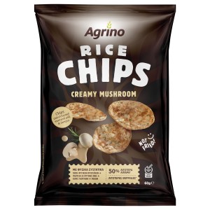 Agrino Chips Ρυζιού Creamy Mushroom Vegan Χωρίς Γλουτένη 60 gr