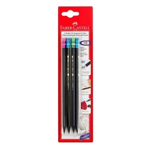 Faber Castell Μολύβια Μαύρα Με Χρωματιστές Γόμες 4 Τεμάχια