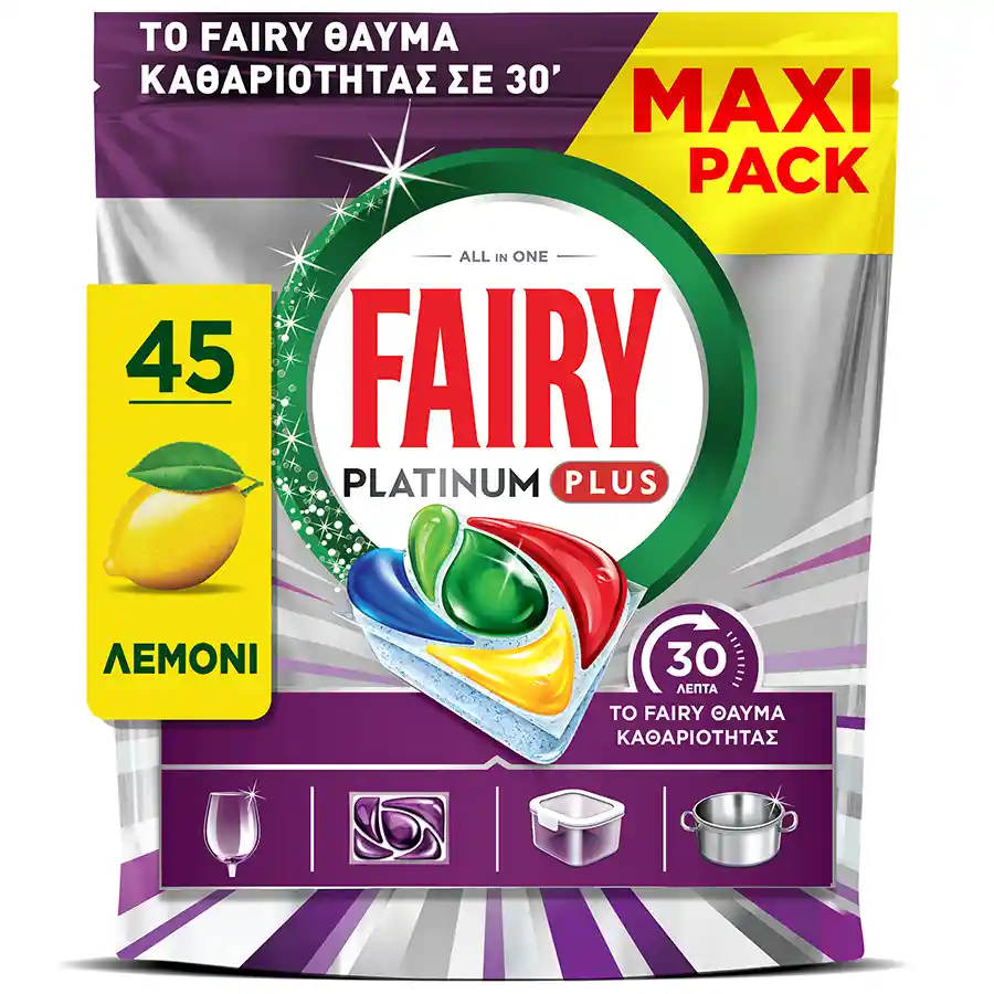 Fairy Platinum Plus Κάψουλες Πλυντηρίου Πιάτων Miracle Maxi 45τεμ.