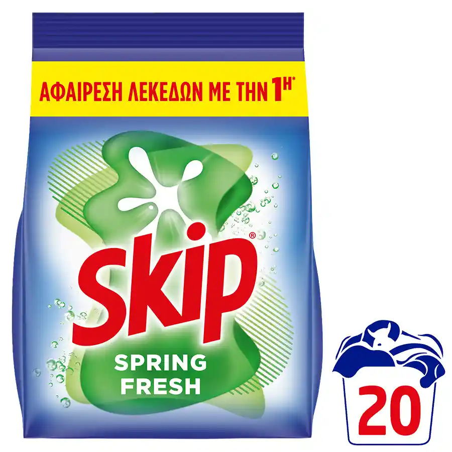 Skip Eco Απορρυπαντικό Πλυντηρίου Ρούχων Σκόνη Spring Fresh 20mez. 1,3kg.