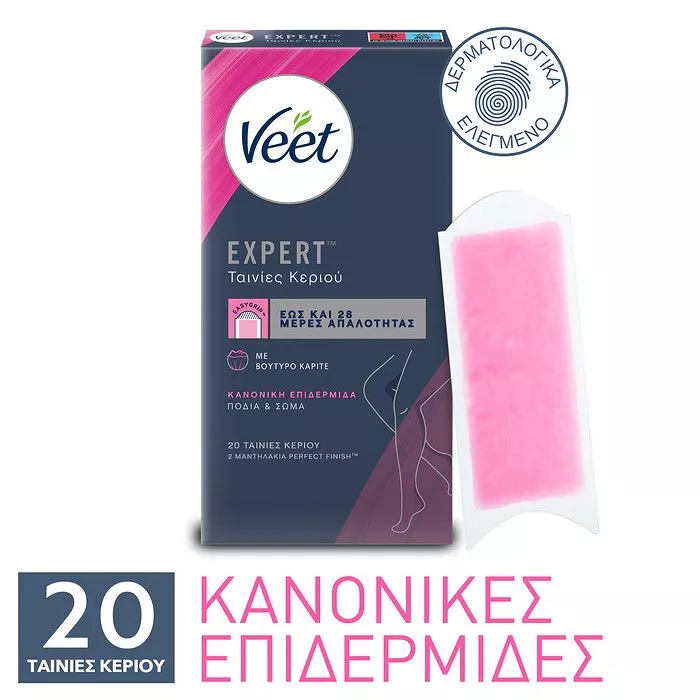 VEET Ταινίες Αποτρίχωσης Expert για Σώμα και Πόδια Κρύο Κερί για Κανονικές Επιδερμίδες 20τμχ.
