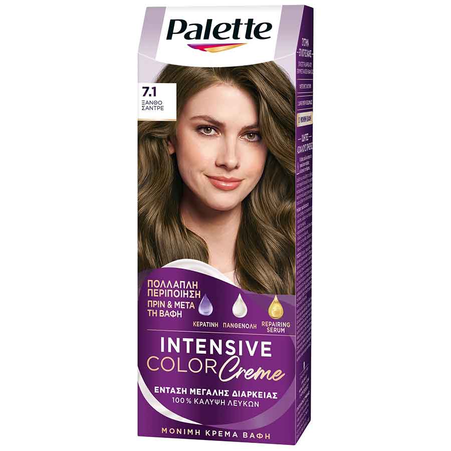 Schwarzkopf Palette Intensive Color Creme Βαφή Μαλλιών No7.1 Ξανθό Σαντρέ