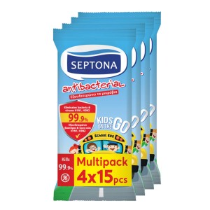 Septona Υγρομάντηλα Kids On The Go 4 x 15 Τεμάχια