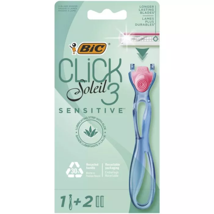 BIC SOLEIL CLICK 3 SENSITIVE  Ξυριστική Μηχανή 1 Λάβη & 2 Ανταλλακτικά