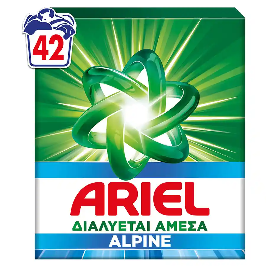 Ariel Απορρυπαντικό Πλυντηρίου Ρούχων Σκόνη Alpine 42mez. 2,73kg.