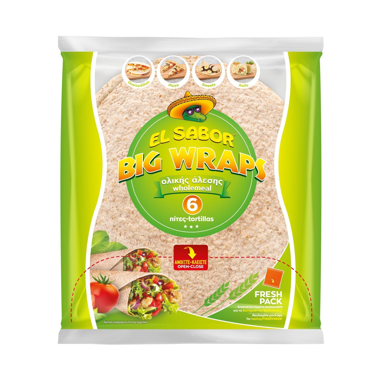 Πίτες Tortillas Ολικής Άλεσης 6 Τεμάχια 370g