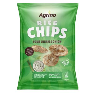 Agrino Chips Ρυζιού Sour Cream & Κρεμμύδι Vegan Χωρίς Γλουτένη 60 gr