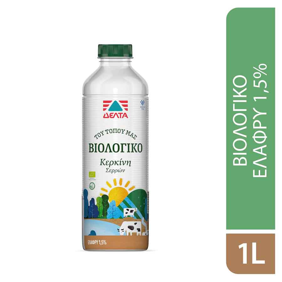 Δέλτα Του Τόπου Μας Γάλα Βιολογικό Ελαφρύ 1,5% Λιπαρά 1lt.
