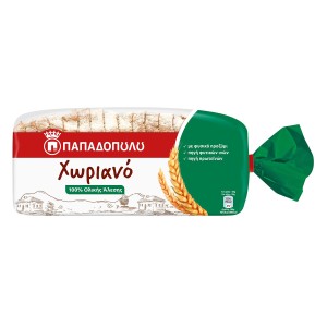 Παπαδοπούλου Χωριανό Ψωμί Τοστ Ολικής Άλεσης Με Σίκαλη Vegan 500 gr
