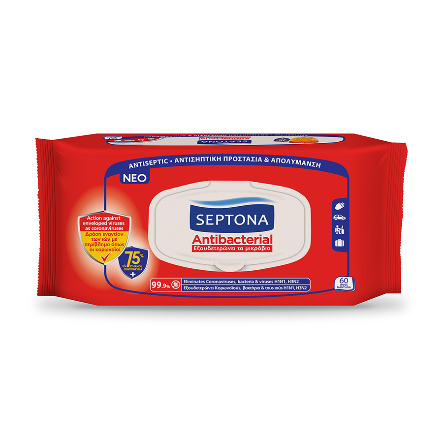 Septona Refresh Υγρά Αντιβακτηριδιακά Μαντηλάκια 75% 60τεμ.