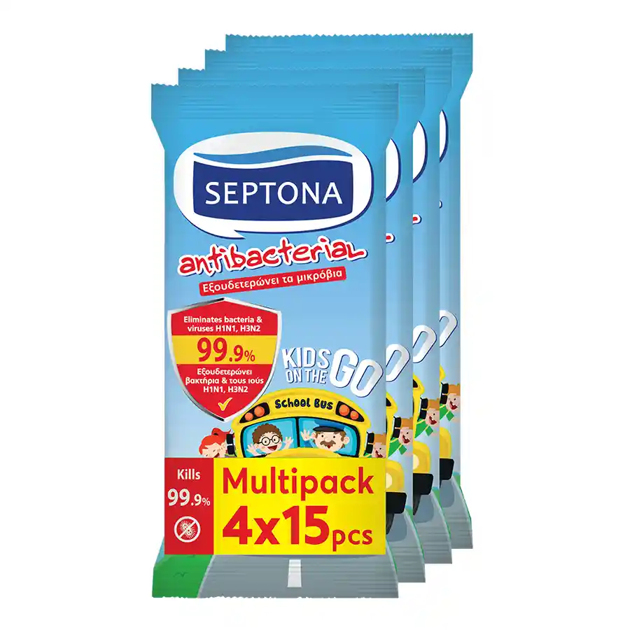Septona Refresh Υγρά Μαντηλάκια Kids On The Go 4x15τεμ.